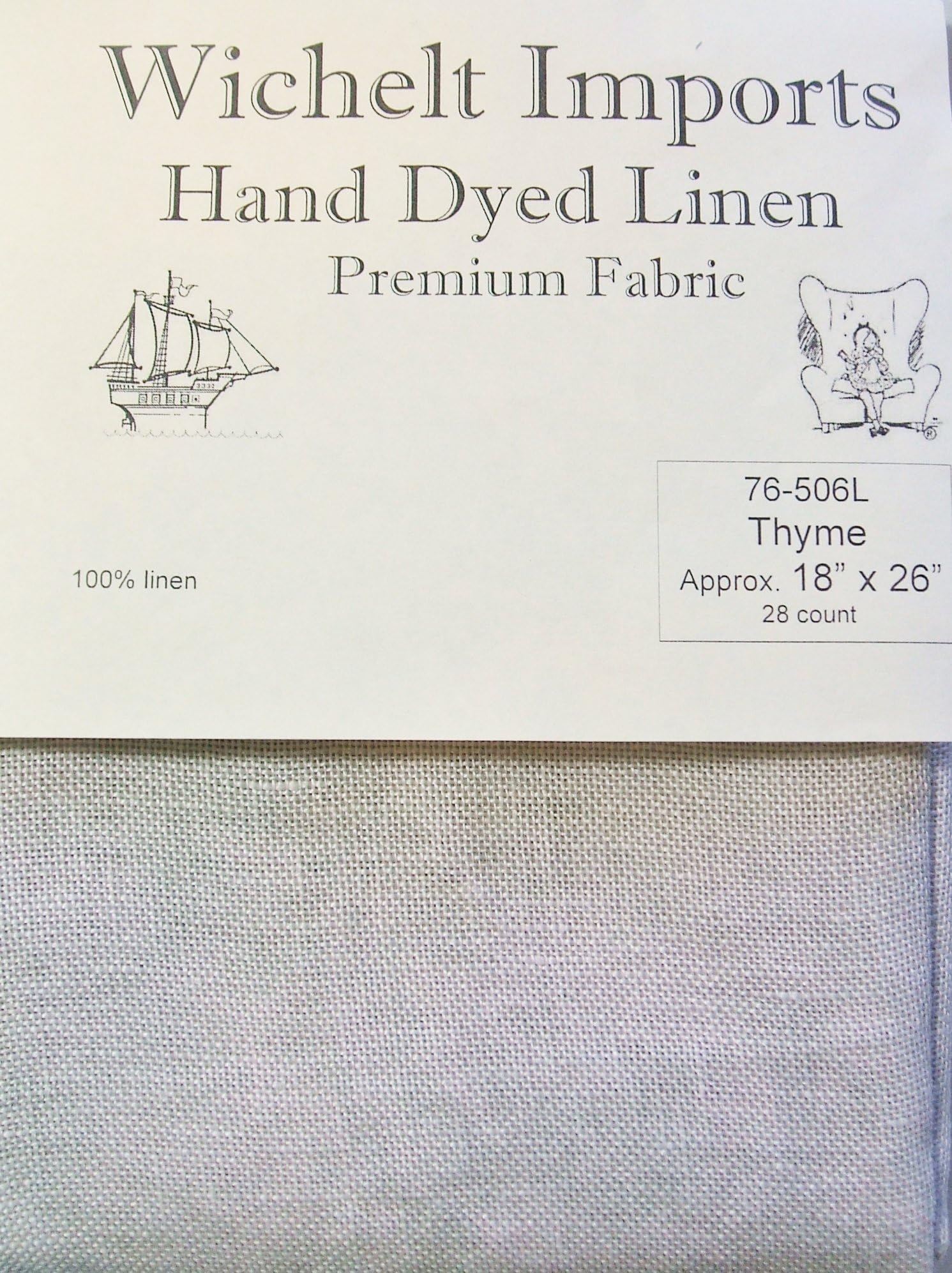 Wichelt Hand Dyed 100% Linen Thyme 28 Ct 18" x 26" Cross Stitch Fabric