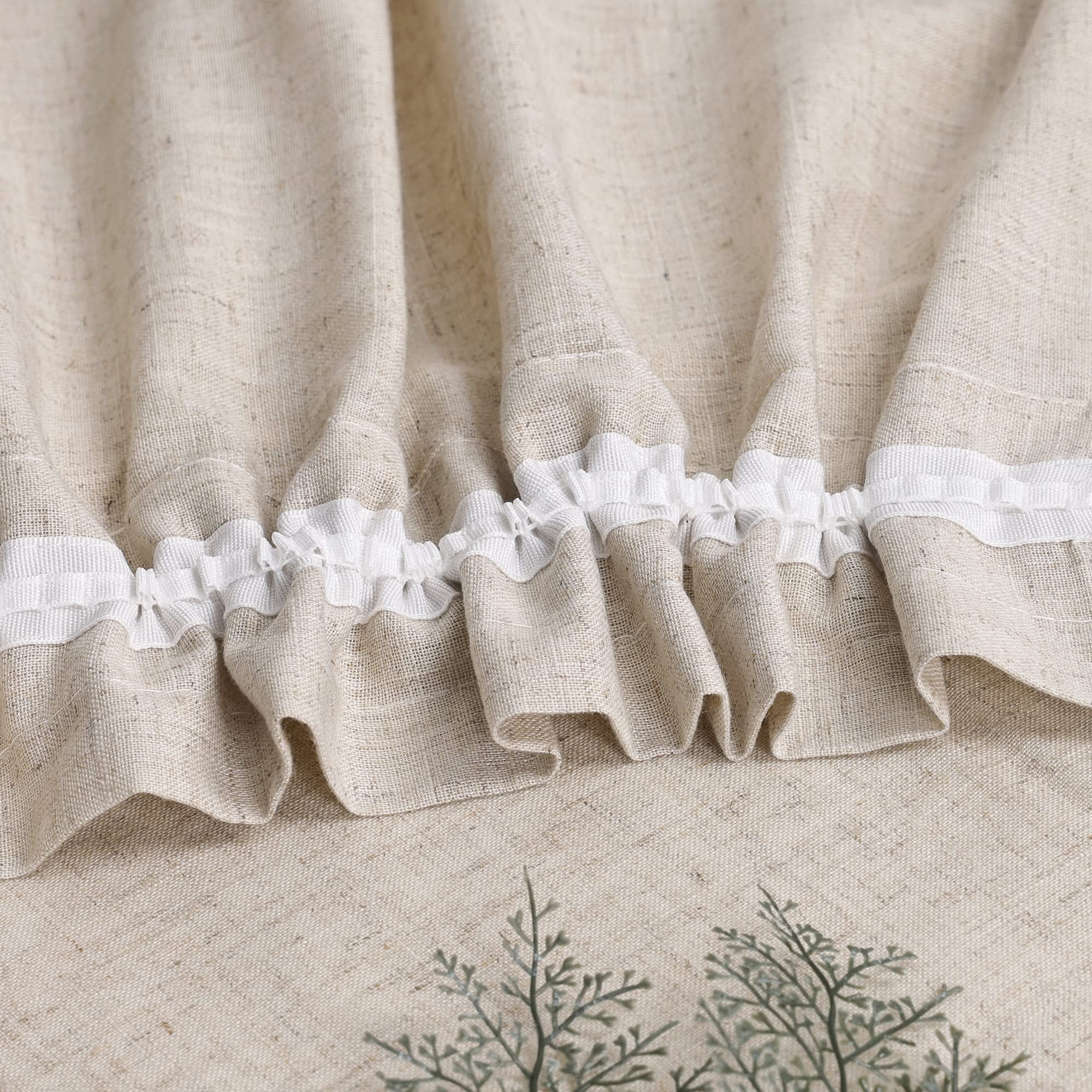 Scheibengardine mit Tunnelzug 2 Stück Kleinfenster Gardinen Küche Set Bistrogardinen Leinen Stores Fenstergardine Landhaus Kariert BxH 120x125cm Sand