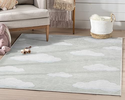Miniatura 1 de Well Woven Kids Collection Clouds Alfombra verde salvia claro 3 pies 3 pulgadas x 5 pies