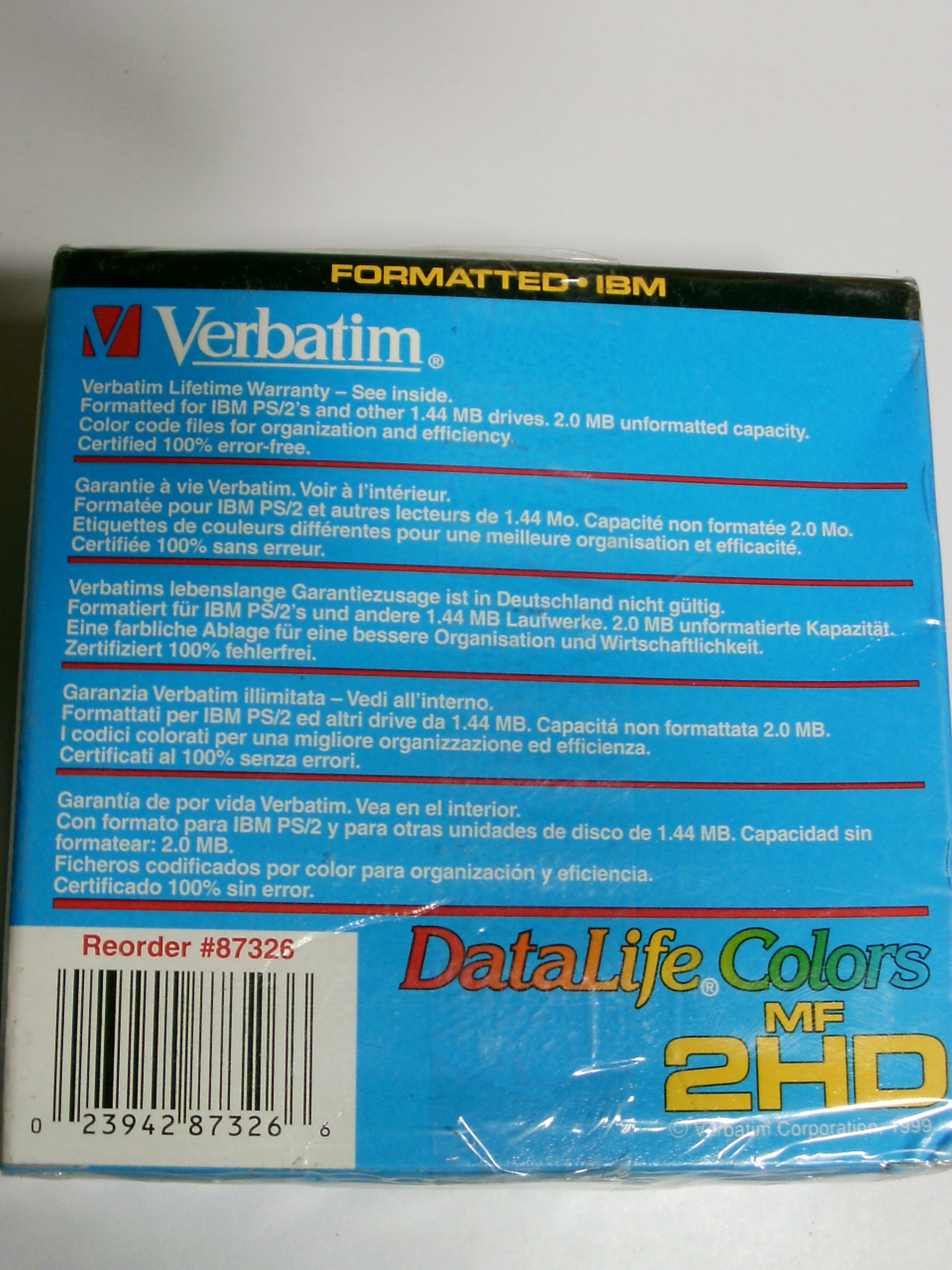 Verbatim 2MB Floppy Diskette DataLife IBM-Formatted Colore 10pk 2 MB, Multi Media