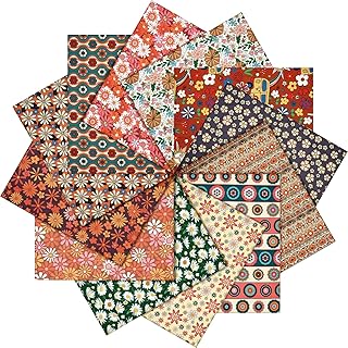 12 Pcs Vintage Fabric Retro Floral Fat Quarters Squares Fabric 18 x 22 Inch Flower Pattern Fabric Bundles Material for Sewing Craft and Hobby Fabric Patchwork Squares for DIY