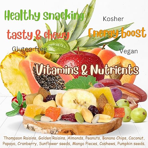 Miniatura 4 de Mezcla tropical – Mezcla de frutos secos por It's Delish, tarro reutilizable jumbo de 2.5 libras | Snack saludable con proteínas y vitaminas con