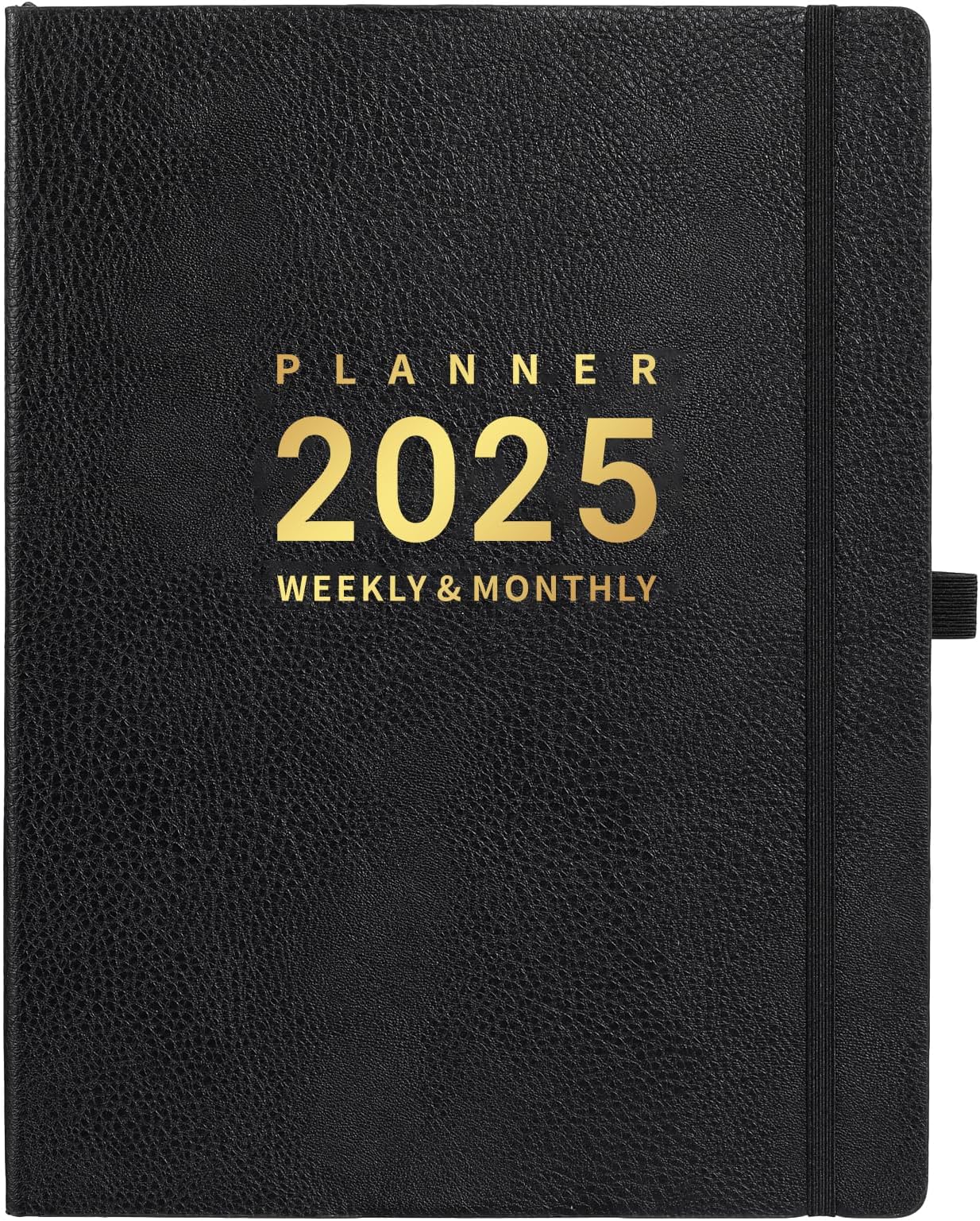 Indeme Diary 2025 - A4 Diary 2025 Week to View from Jan. 2025 to Dec. 2025, 2025 Diary with Soft Leather Cover, 21.7 x 28.3 x 1.5 cm - Black