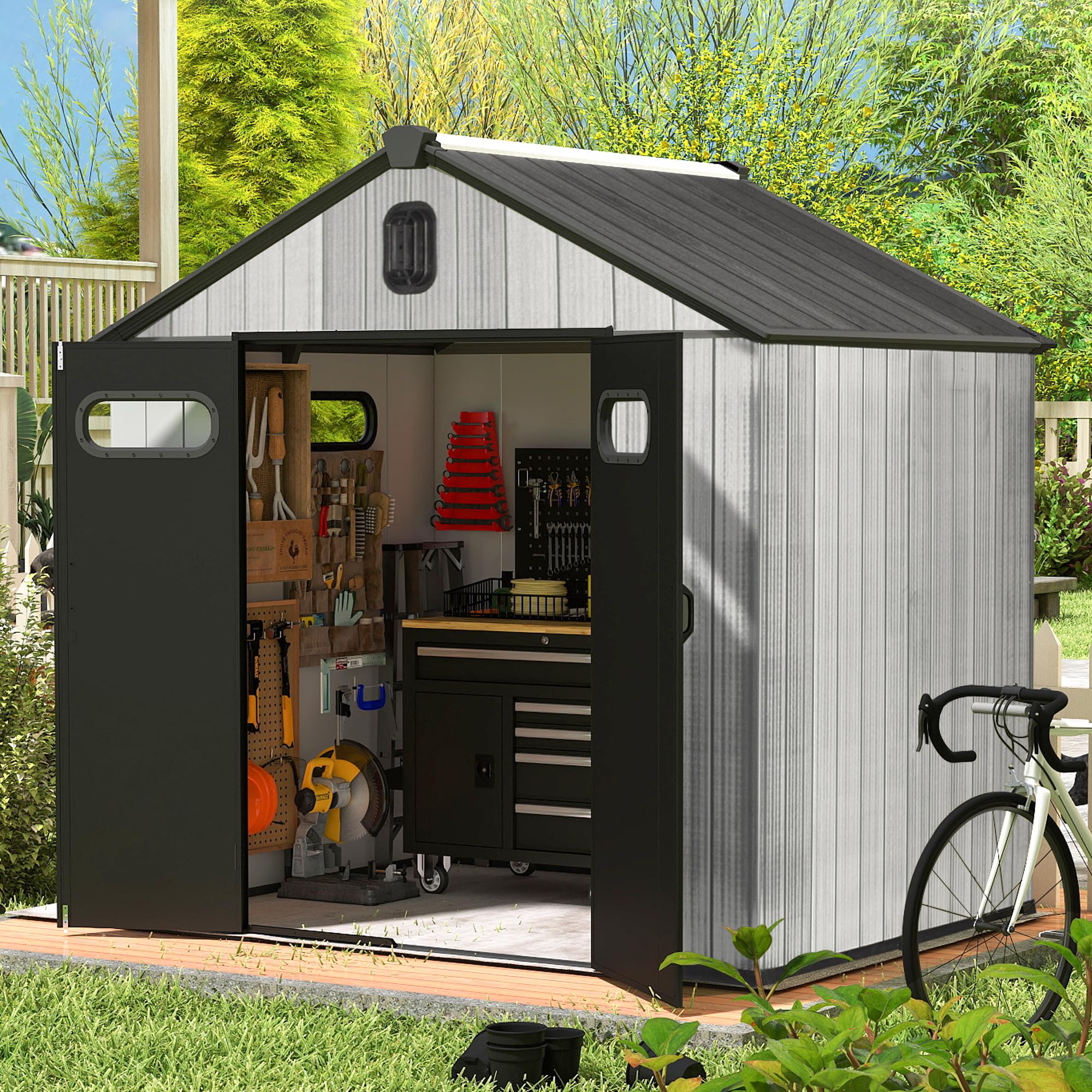 Amazon.com : Domi 8x8 FT Outdoor Resin Storage Shed, All-Weather