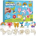 JOYIN 12 Arts de la créativité de l'aimant en bois & Artisanat Kit de peinture pour les enfants, décorez votre propre cadeau de peinture de panier de Pâques, fêtes d'anniversaire et artisanat familial, favoris de fête pour les garçons filles