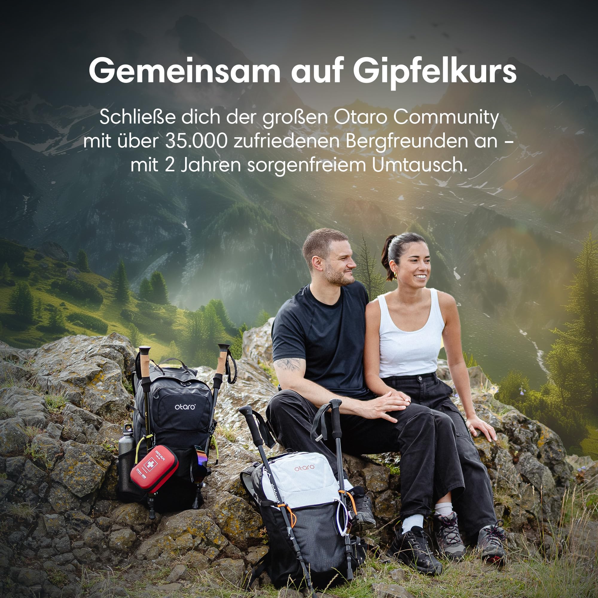 Otaro Wanderrucksack 20L (Weiß/Schwarz) Rucksack mit Rückenbelüftung & Regenschutz