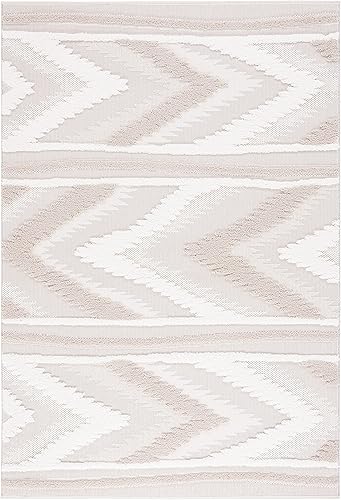 Miniatura 2 de SAFAVIEH Trends Collection - Alfombra decorativa, 4 x 6 pies, color beige y marfil, diseño rústico con textura de cheurón, no desprende pelusa y de