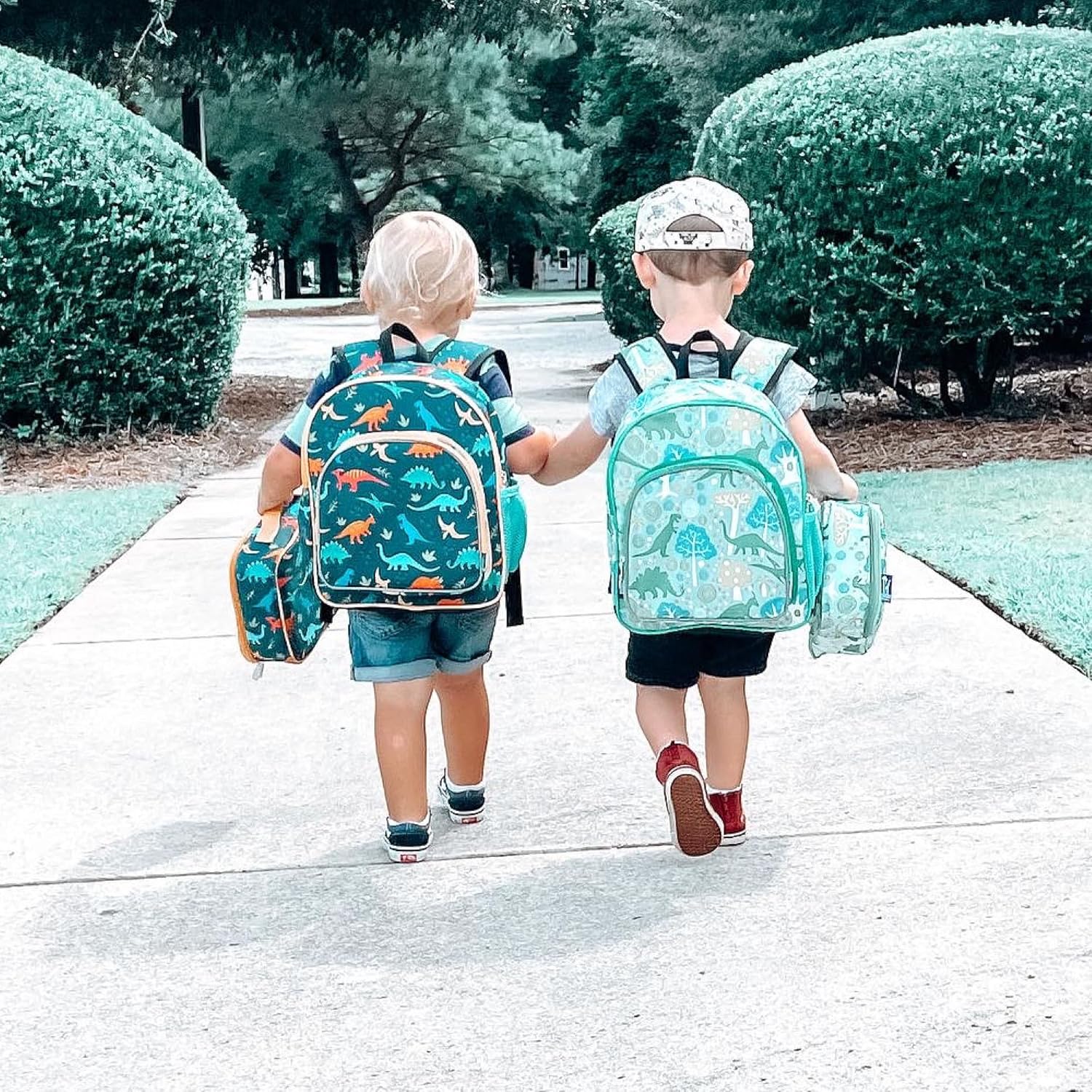 Wildkin 12 Inch Backpack Bundle with 14 oz Stainless Steel Water Bottle for Kids – Durable, Lightweight School & Travel Set - Jurassic Dinosaurs