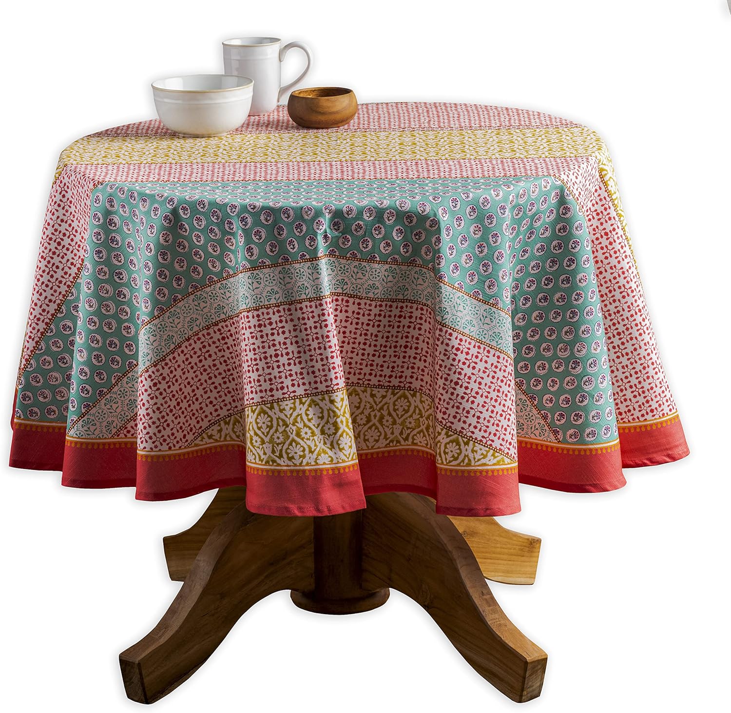 Maison d' Hermine Table Cloth Round Table 100% Cotton 69 Inches Tablecloth Reusable Decorative Everyday Use for Dining Room, Farmhouse, Home, Party, Festive & Wedding Spring Summer - Provence