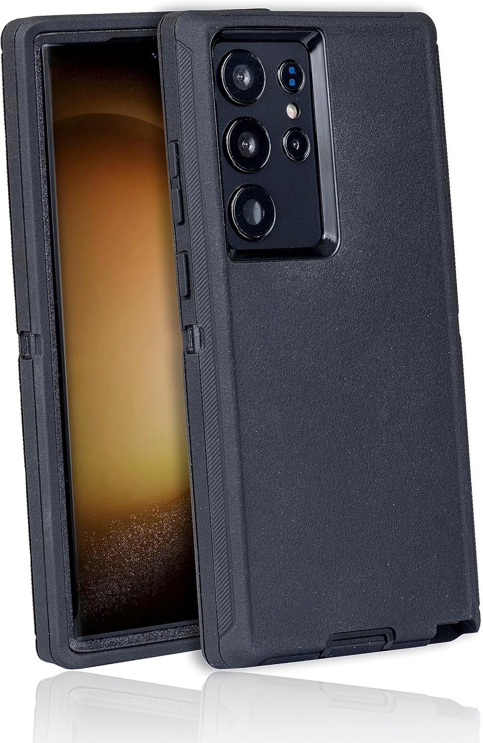 WallSkiN Case for Galaxy S24 Ultra (6.8") Heavy Duty Full Body Military Grade Drop Protection Carrying Cover Holder | Holster for Men Belt with Clip Stand – Black/Black Black / Black - Case w Clip Galaxy S24 Ultra (6.8")