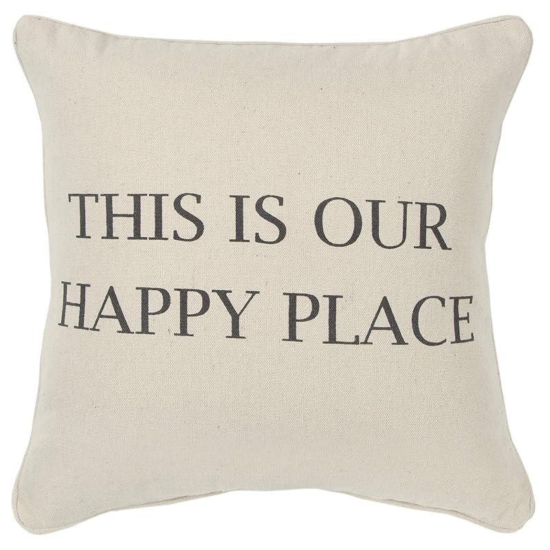 Rizzy Home Sentiment 20" x 20" Poly Filled Pillow with Cotton Cover-Natural