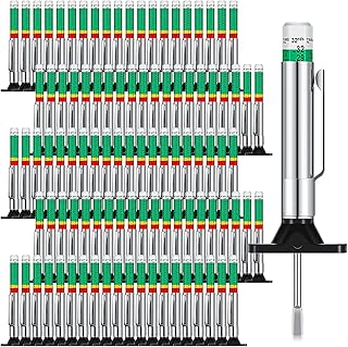BBTO Tyre Tread Depth Gauge Color Coded Tire Depth Gauge Tool Tire Tread Depth Accurate Measurement Tools, Green (100 Pieces)