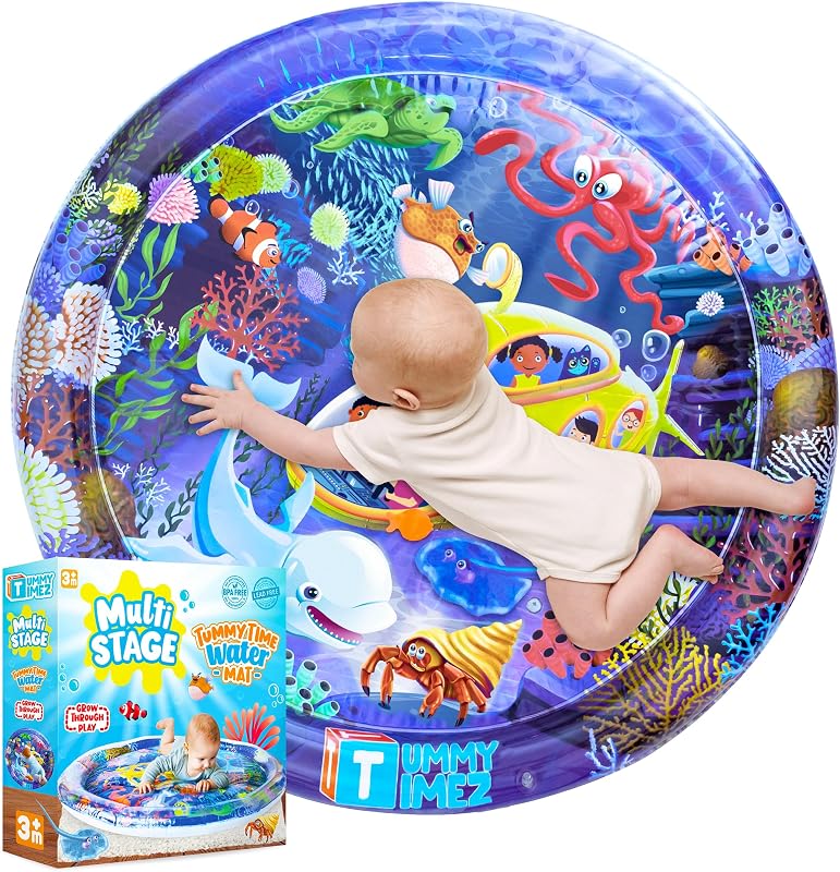 TT TUMMYTIMEZ Premium Tummy Time Water Mat, Extra Large Multi-Stage Activity Center Promoting Baby Motor & Sensory Development, Inflatable Playmat Visual Stimulation Gift Infants Toddlers Boys Girls