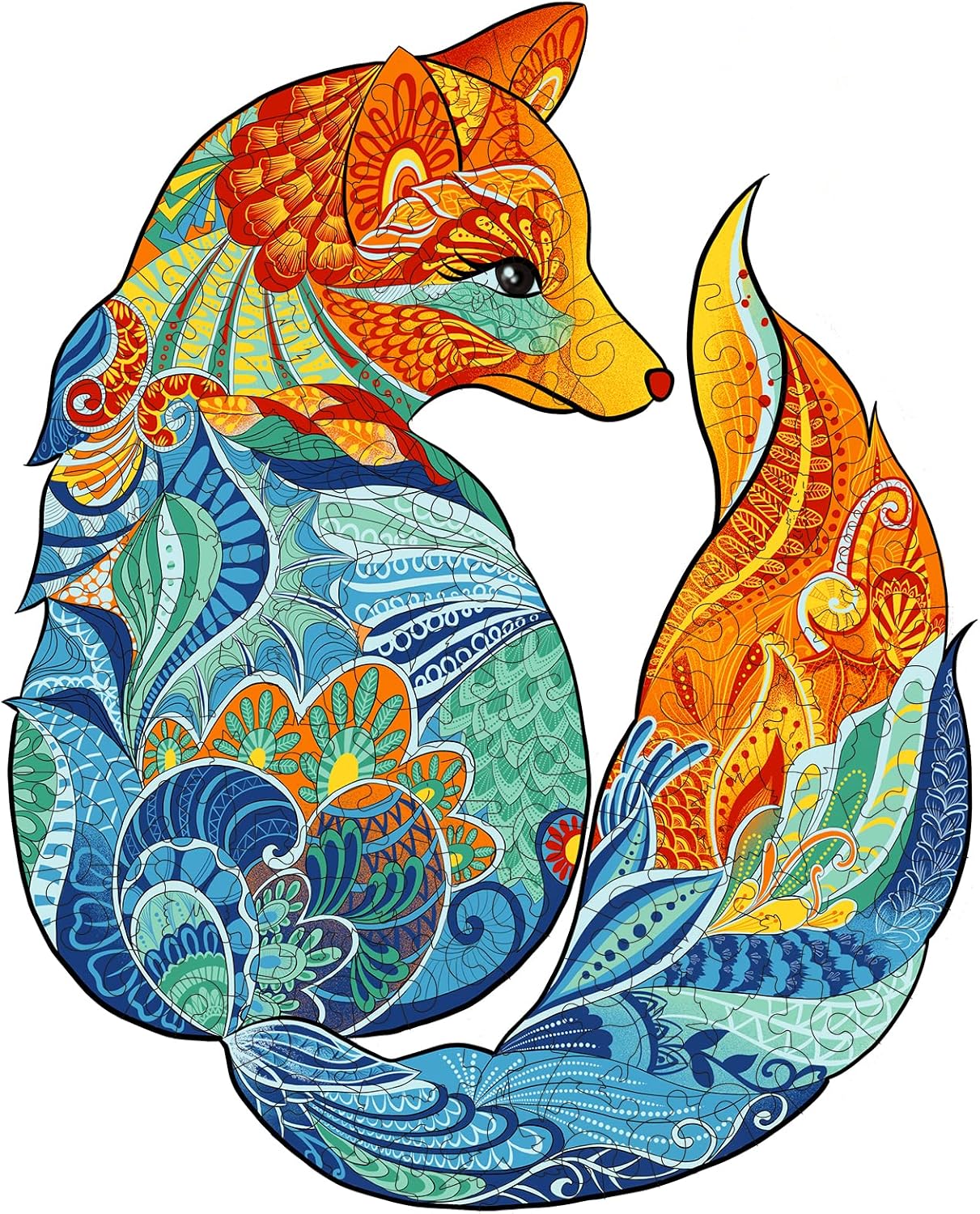 Wooden Puzzle for Adults, AAGOOD Fox Wooden Puzzles Jigsaw Unique Animal Shaped Pieces, Charming Fox Puzzle Best Gift for Adults, Kids, Toddlers, 600pcs (18.5×22.9 inches) Royal Size