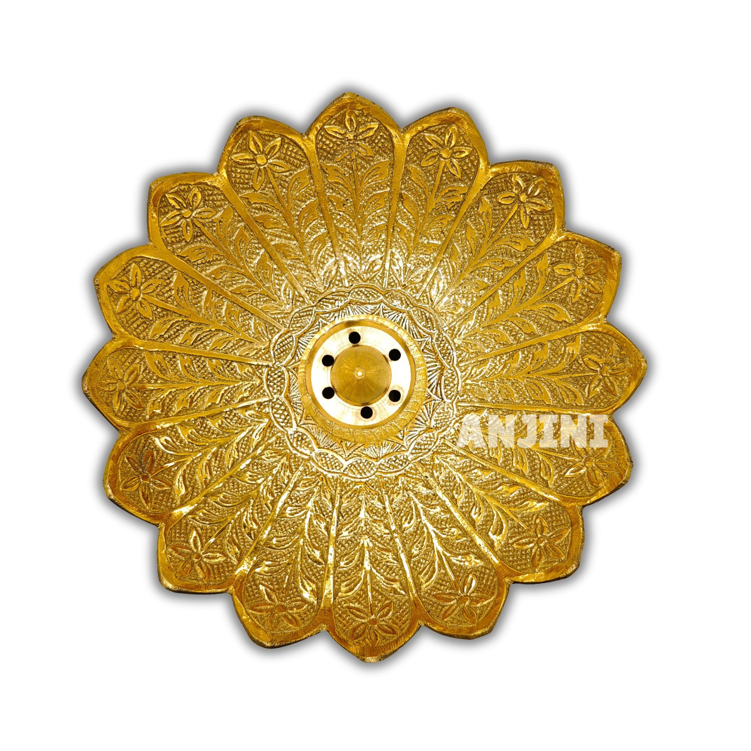 Brass Agarbatti Stand 6 Hole Lotus Flower Big Size Incense Stick Holder Detachable Ash Catcher for Home Pooja Room Mandir Office 180 Grams-image-32