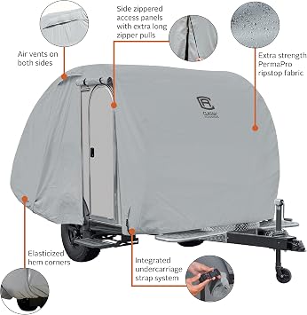 Classic Accessories Over Drive PermaPRO Teardrop Trailer Cover, 8' - 10'L x 5'W, RV Cover, Camper Cover, Travel Trailer Cover