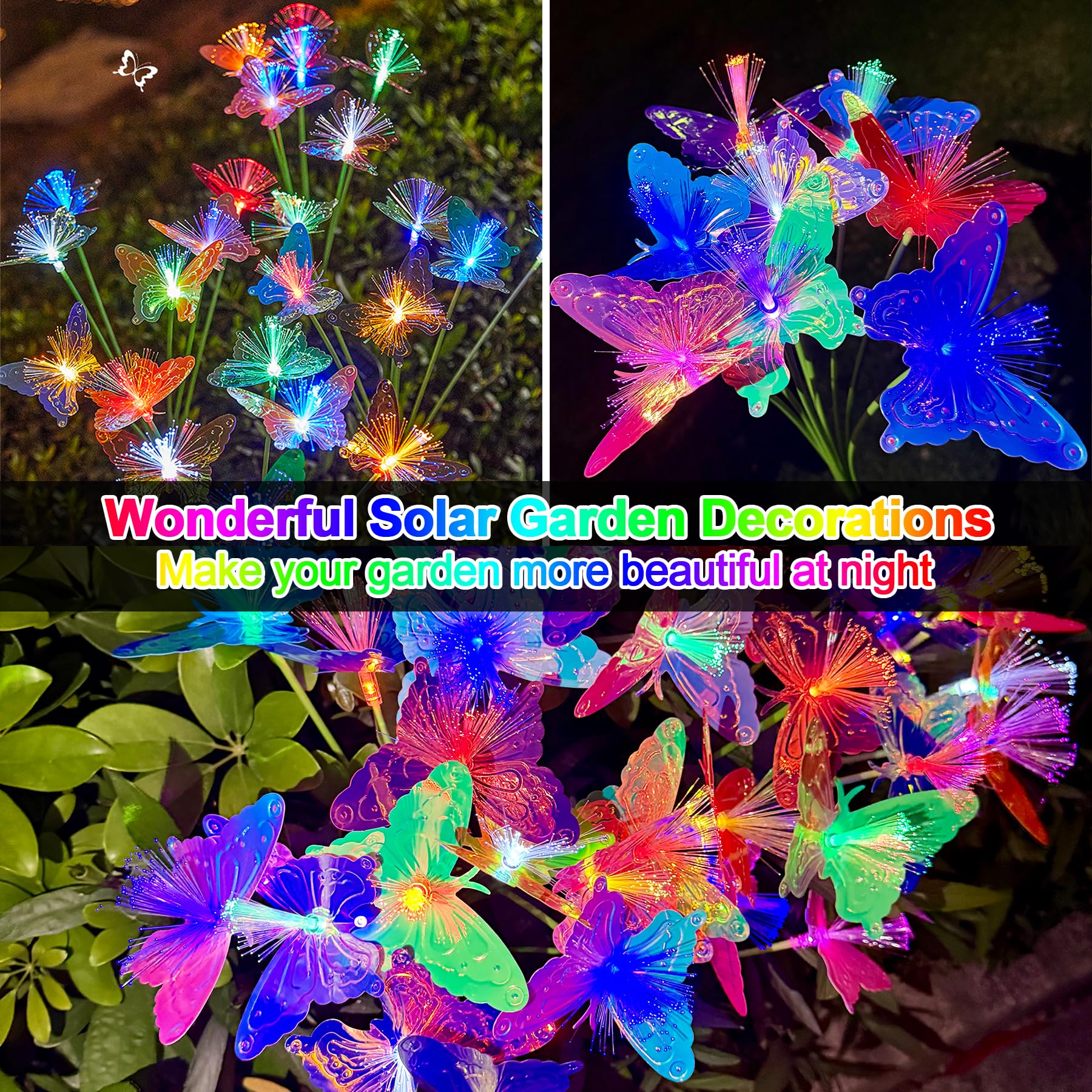 TZEKING Solar Garden Lights, 2 Pieces 16 LED Solar Lights Outdoor, Solar Butterfly Lights, IP65 Waterproof Outdoor - Image 2