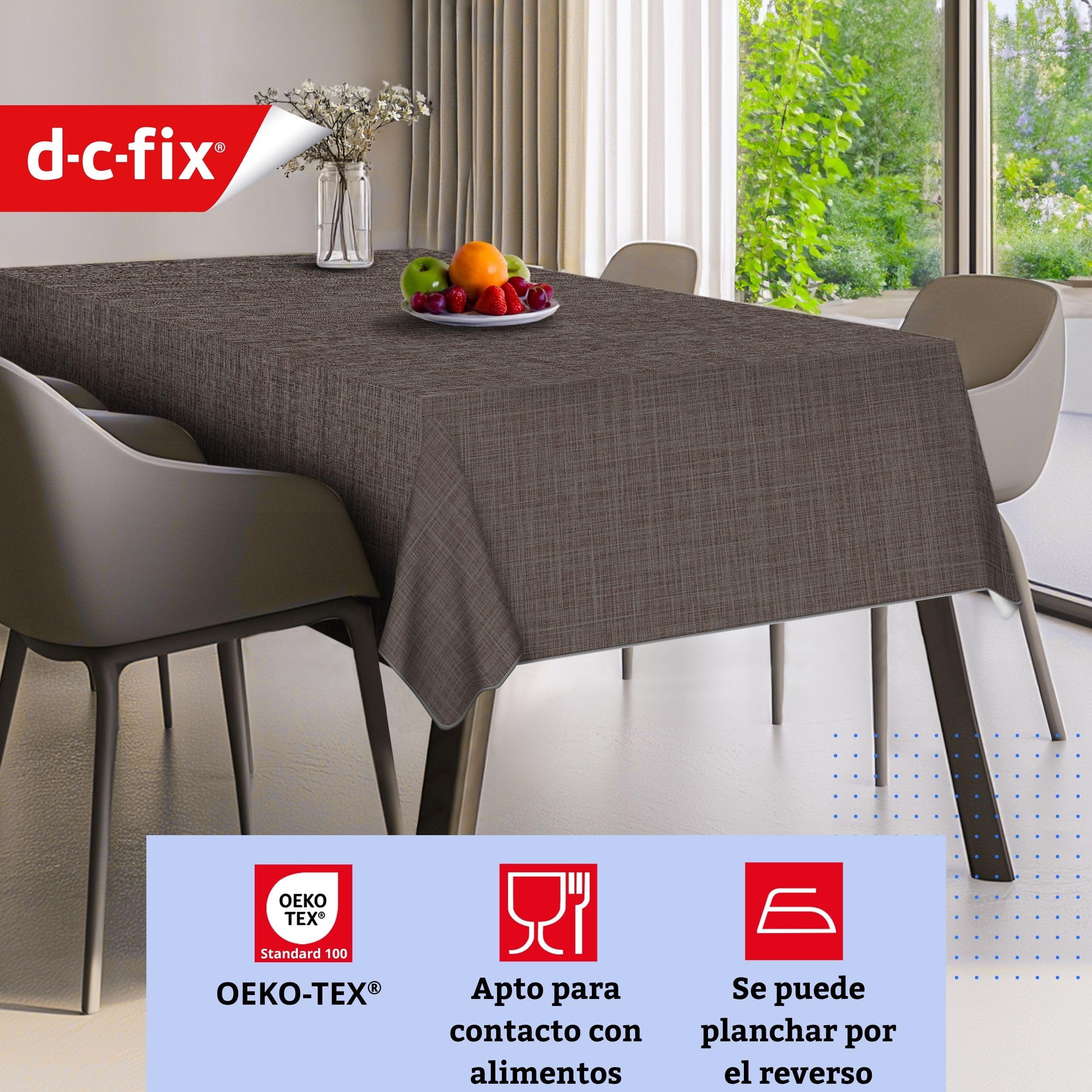 d-c-fix mantel de mesa rectangular de hule Sharon castaña 150 cm x 220 cm
