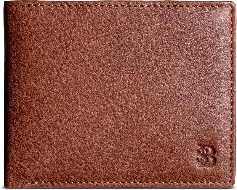 Bifold Wallet for Men - RFID Blocking Full Grain Leather, 12 Card Slots & ID Window, Slim Everyday Carry Billfold, Durable Stitching, Gift for Him