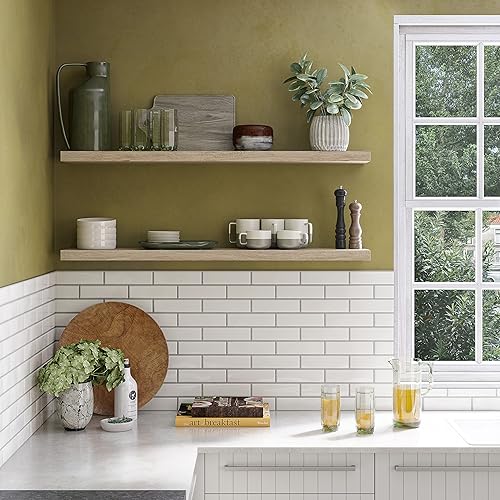 Vista 7 de Ballucci Floating Shelves for Wall, 48" Wood Wall Shelf Set of 2, with Invisible Brackets for Bathroom, Living Room, Bedroom, Kitchen, Nursery, 8