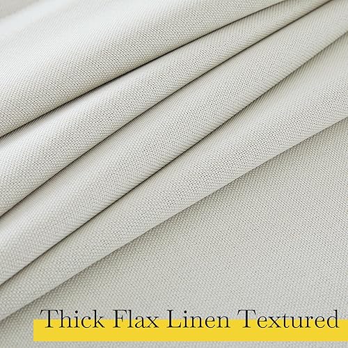 Miniatura 6 de NICETOWN Cortinas de lino sintético 100% opacas para dormitorio, con ojales de lino grueso, 2 capas, cortinas térmicas que reducen el sonido,