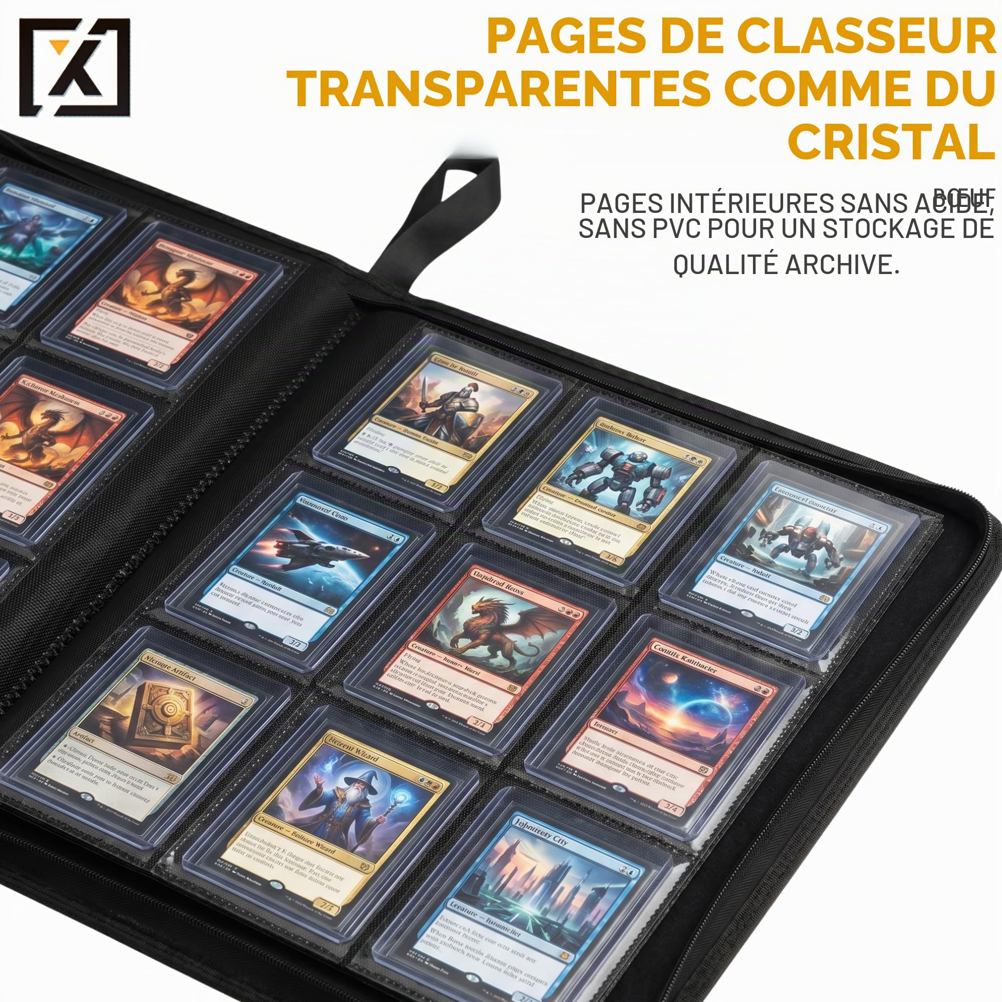 X PRO Classeur TopLoader | Peut contenir plus de 200 étuis rigides | Album de cartes à collectionner 9 poches | Classeur de rangement à long terme | Pochettes latérales