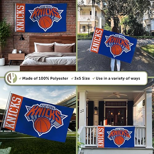 Miniatura 3 de Desert Cactus Bandera de los New York Knicks NBA National Basketball Association 100% poliéster para interiores y exteriores, 3 x 5 pies (nombre del
