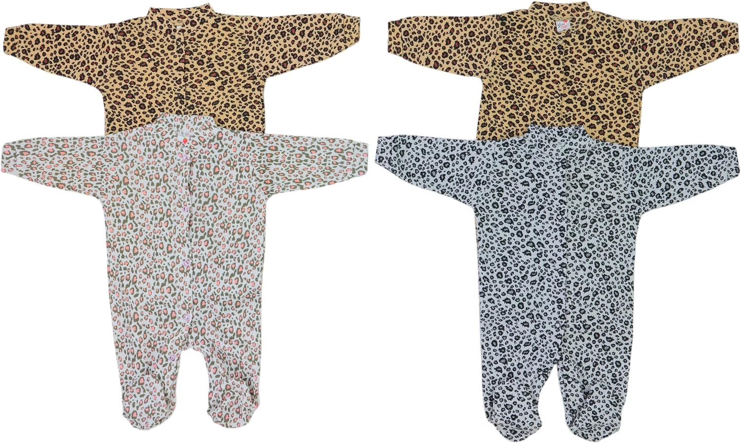 ToBeInStyle Babys' 4 Pack Button Up Bodysuit Footies