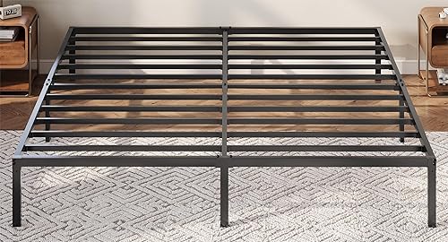 Miniatura 11 de Allewie Base de cama de tamaño matrimonial, camas de plataforma de metal de 12 pulgadas con espacio de almacenamiento, no requiere somier y fácil