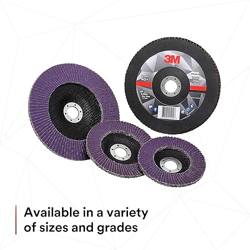 Miniatura 73 de 3M Disco de solapa 769F, tipo 27, 80+, 4-1/2 in x 7/8 in, abrasivo de alto rendimiento, disco de pulido y acabado de grano de precisión de cerámica