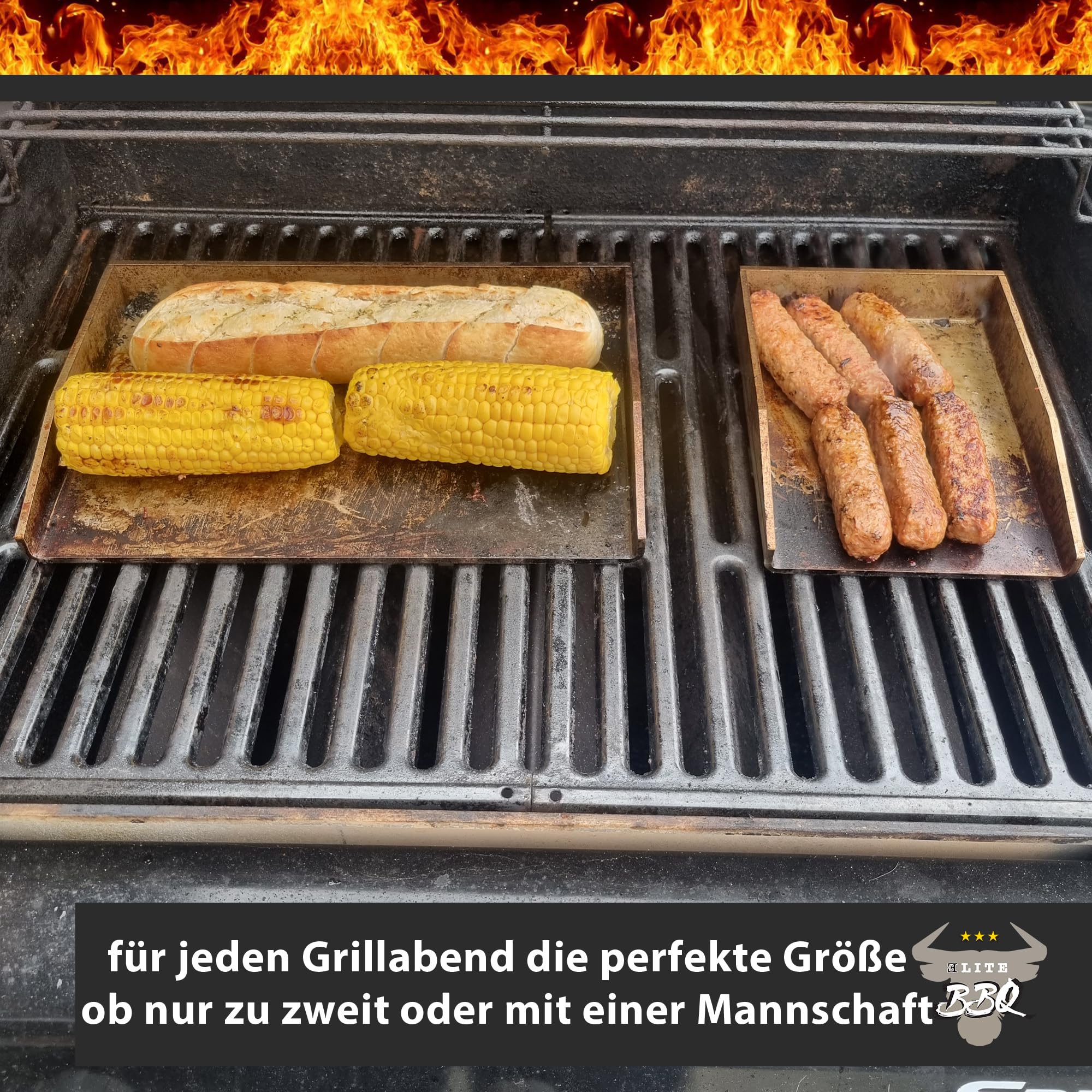 ELITE BBQ Plancha Grillplatte 40x30cm aus 4mm Edelstahl für Gasgrill - Ideal für Smash Burger geeignet mit Napoleon Freestyle 365 und Weber Spirit, Flache Grillplatte für Perfekte Grillergebnisse