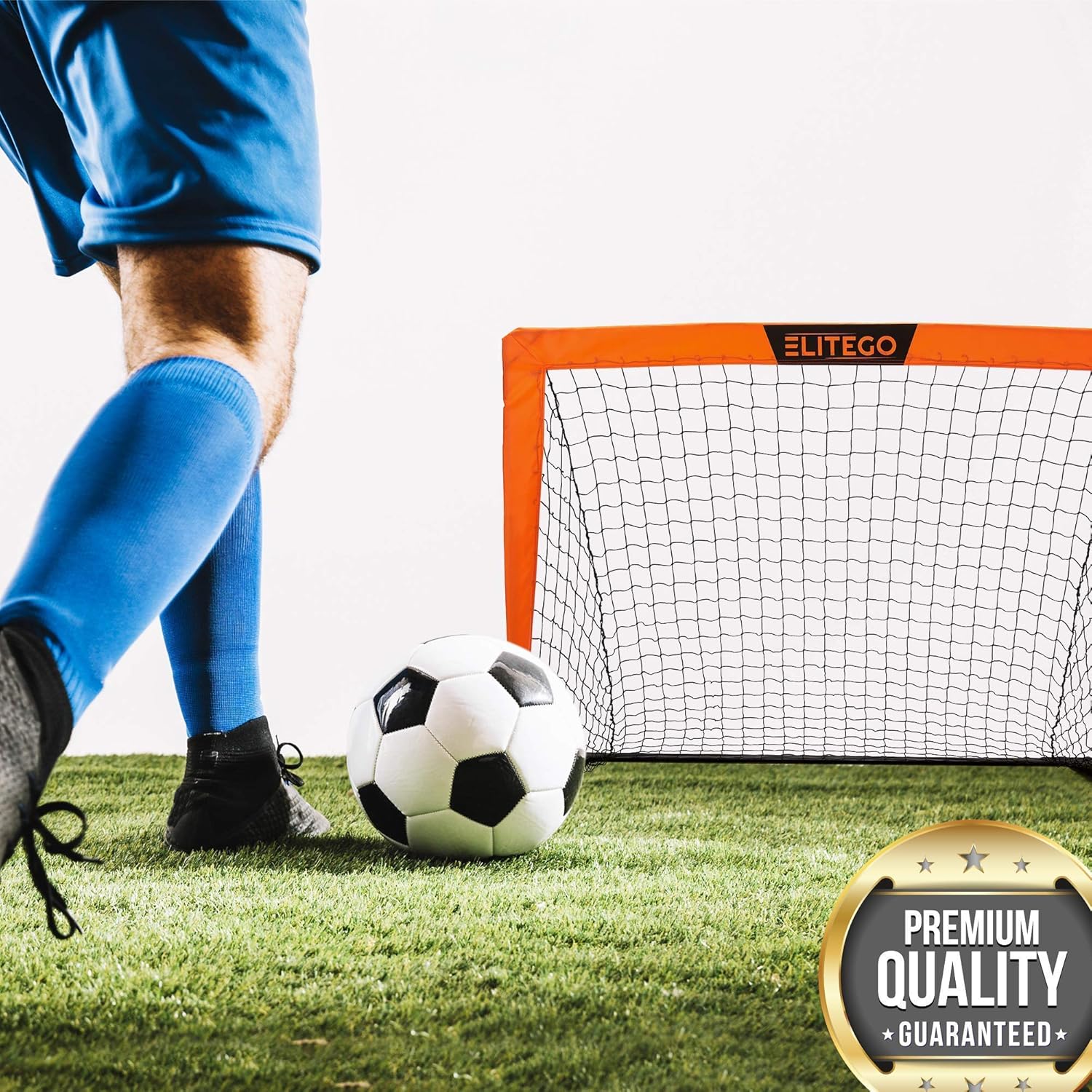EliteGo Portable Soccer Goal | Instant Pop Up Net | Fiberglass Poles, Sets of 2 (Orange) : Sports & Outdoors