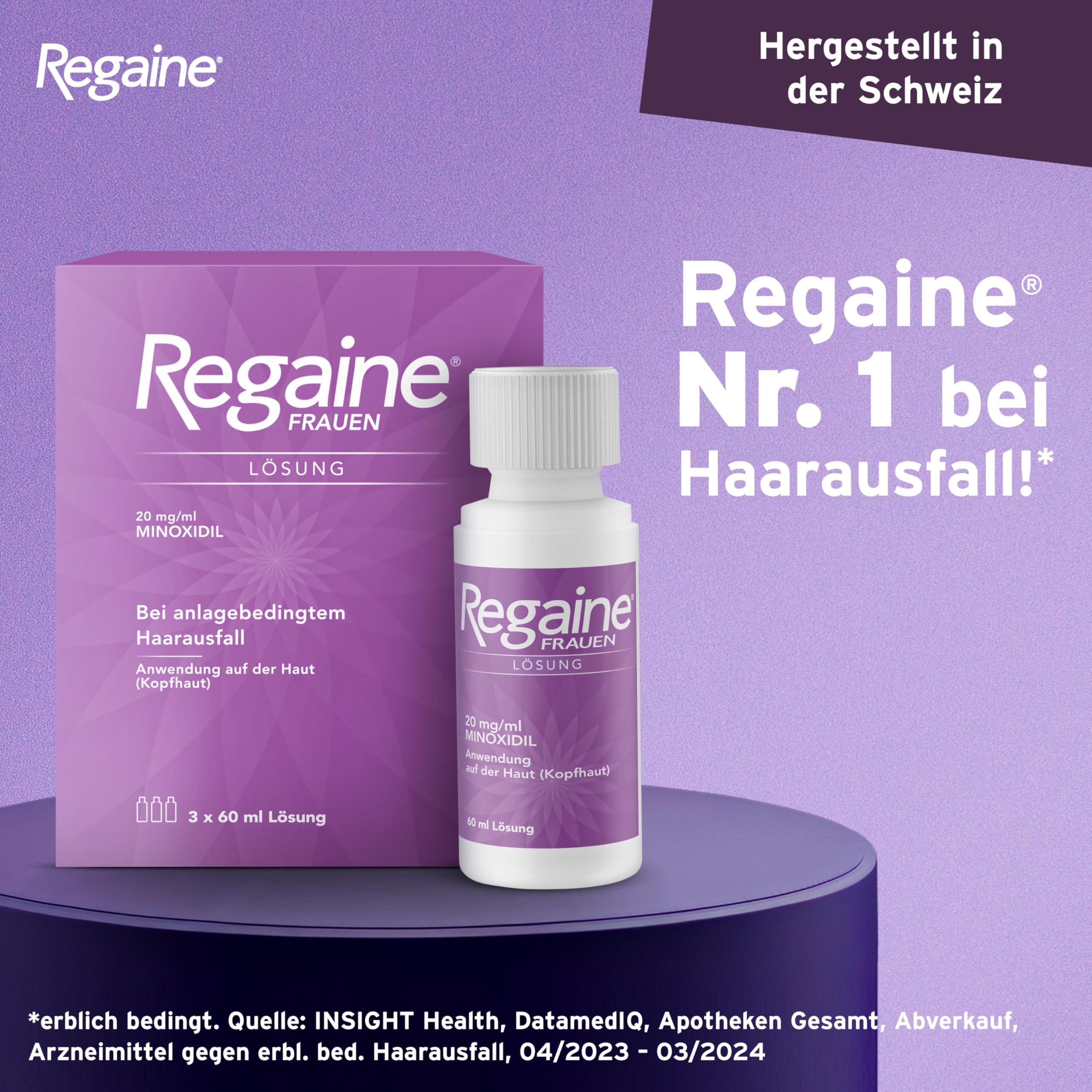 REGAINE Frauen Lösung: Mit 20 mg/ml Minoxidil bei erblich bedingtem Haarausfall, stoppt den erblich bedingten Haarausfall und regt neues Haarwachstum an, 6-Monats-Vorrat, 6 x 60 ml