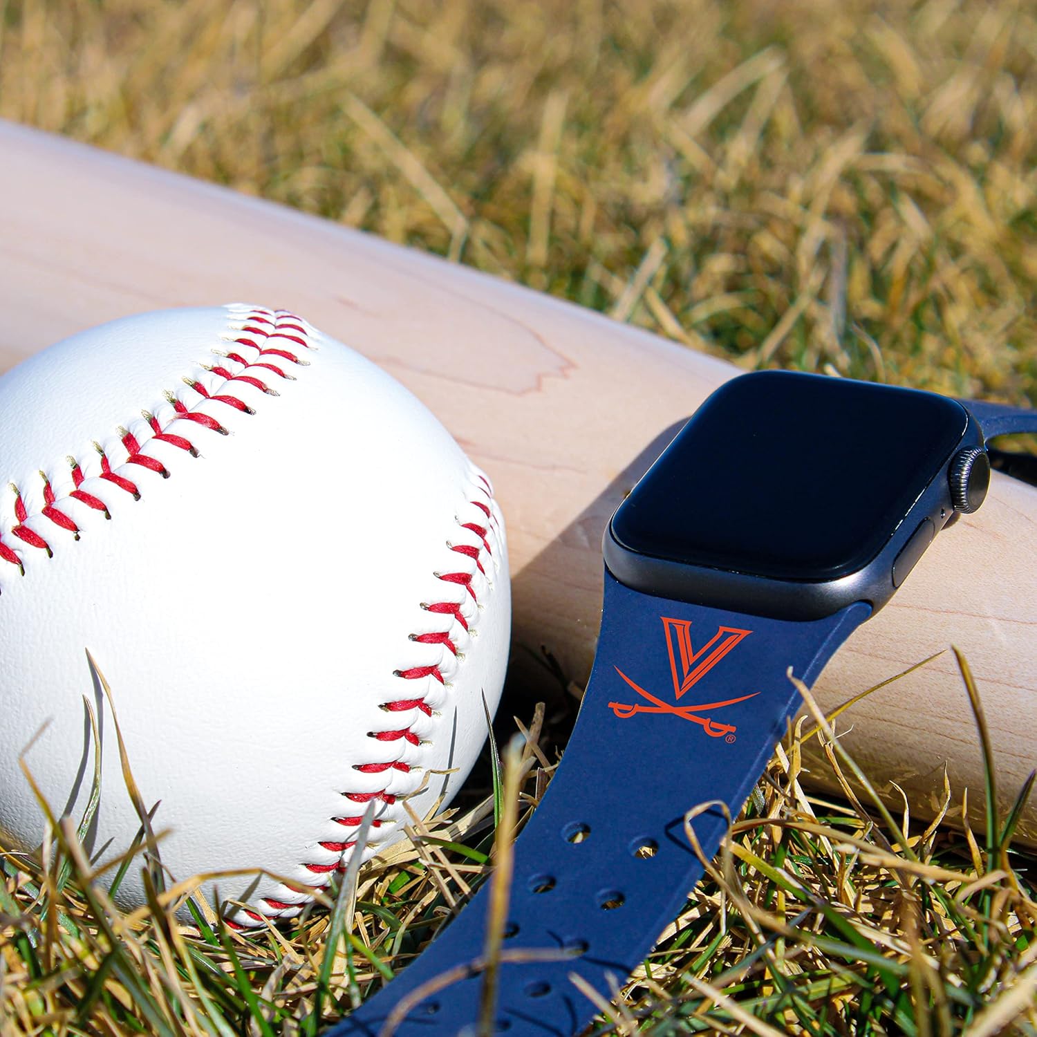 AFFINITY BANDS Virginia Cavaliers Silicone Sport Band and Case Cover Combo Package Compatible with Apple Watch and AirPods Pro (38/40/41mm (42mm Series 11) Navy)