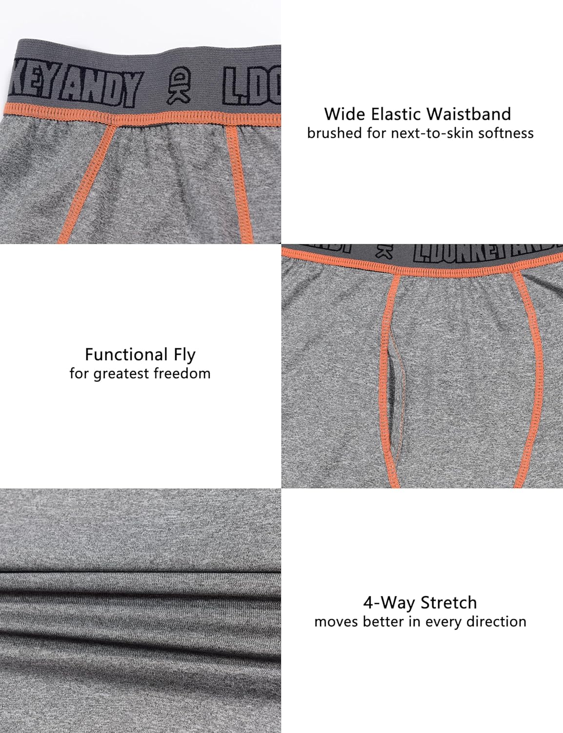 Little Donkey Andy Men's Thermal Underwear Set Performance Base Layer Wicking Active Long Johns Top & Bottom with Fly - Image 5