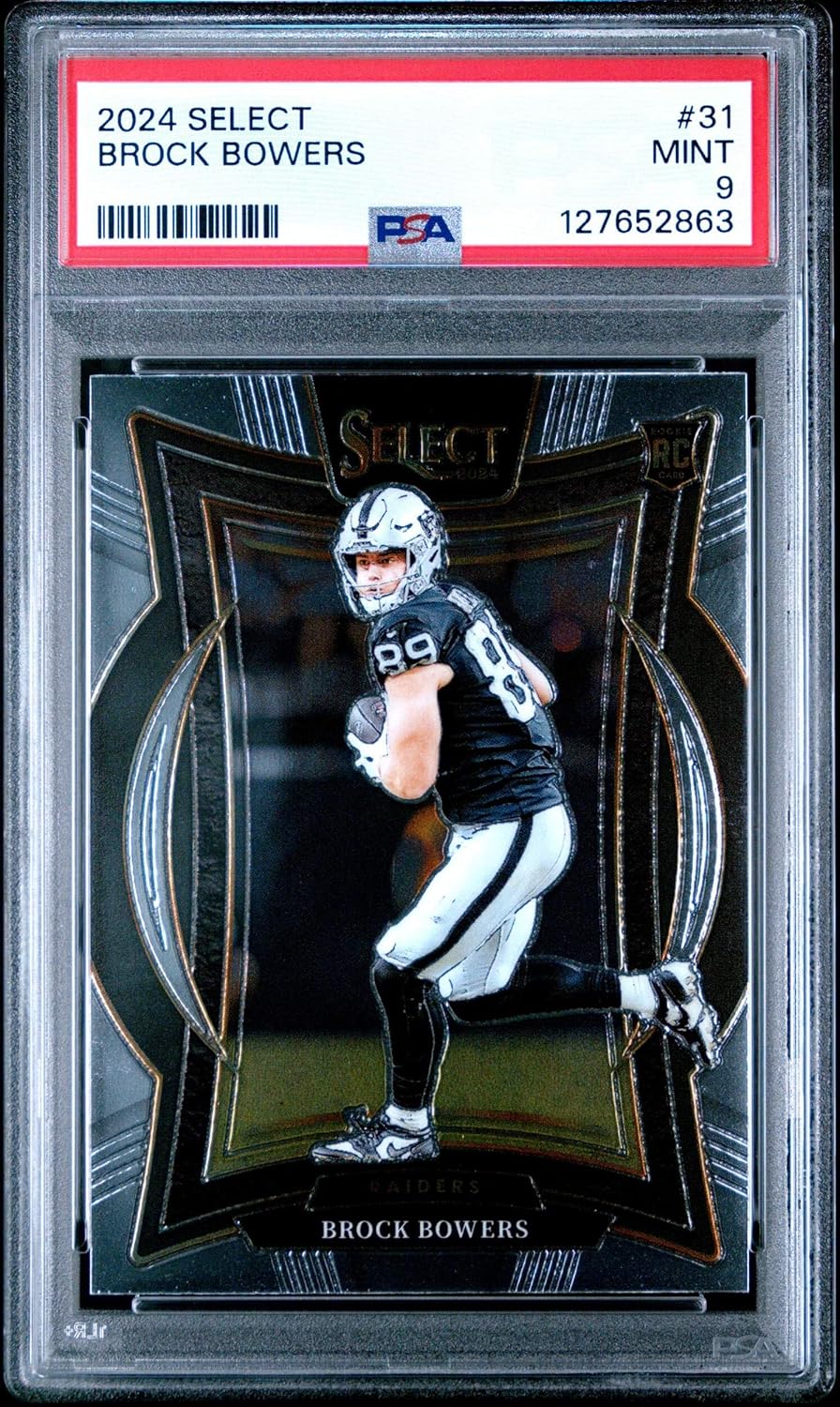 Graded 2024 Panini Select Brock Bowers #31 Rookie RC Football Card PSA 9 Mint