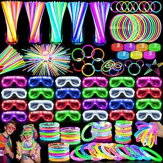 TURNMEON 148 PCS Glow in the Dark Party Supplies Light Up Toys with 24 Led Glasses, 24 Flashing Bracelets and 100 Glow Sticks Bulk Party Favors for Kid Birthday Wedding Carnivals Concert Halloween