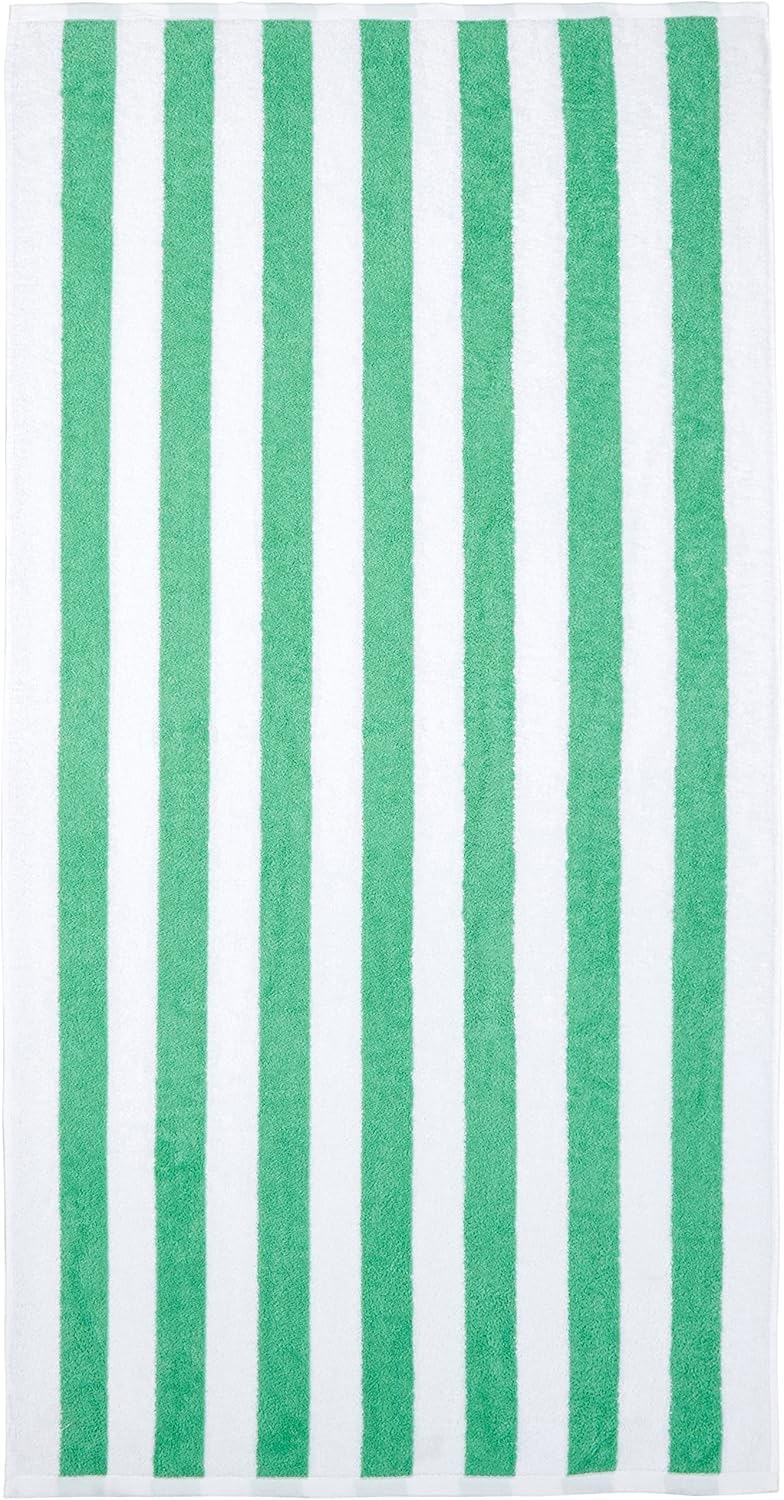  Basics Cabana Stripe Beach Towel - Pack of 2, Green : Home & Kitchen
