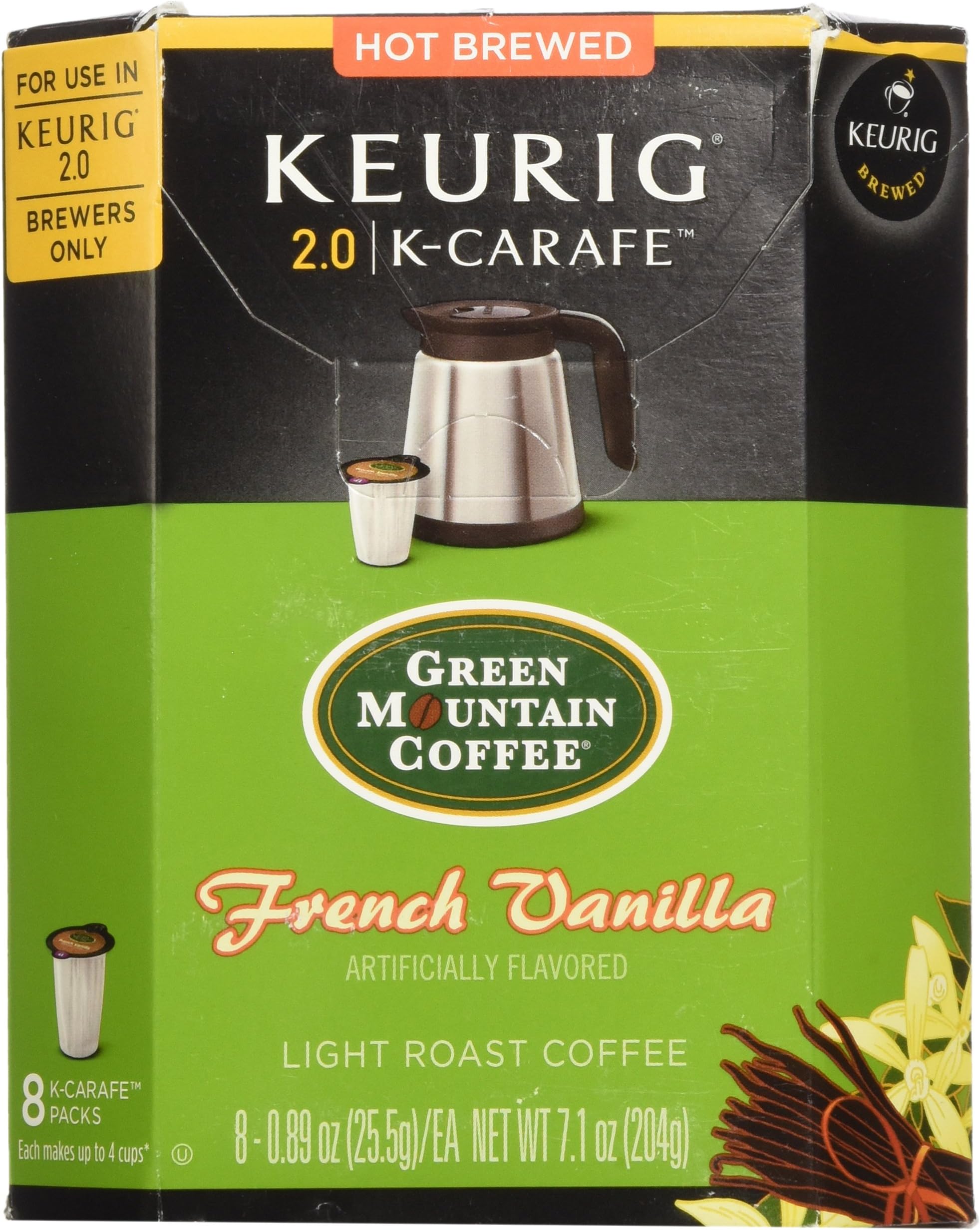 Keurig 2.0 K-Carafe Green Mountain Coffee French Vanilla, 8 Count