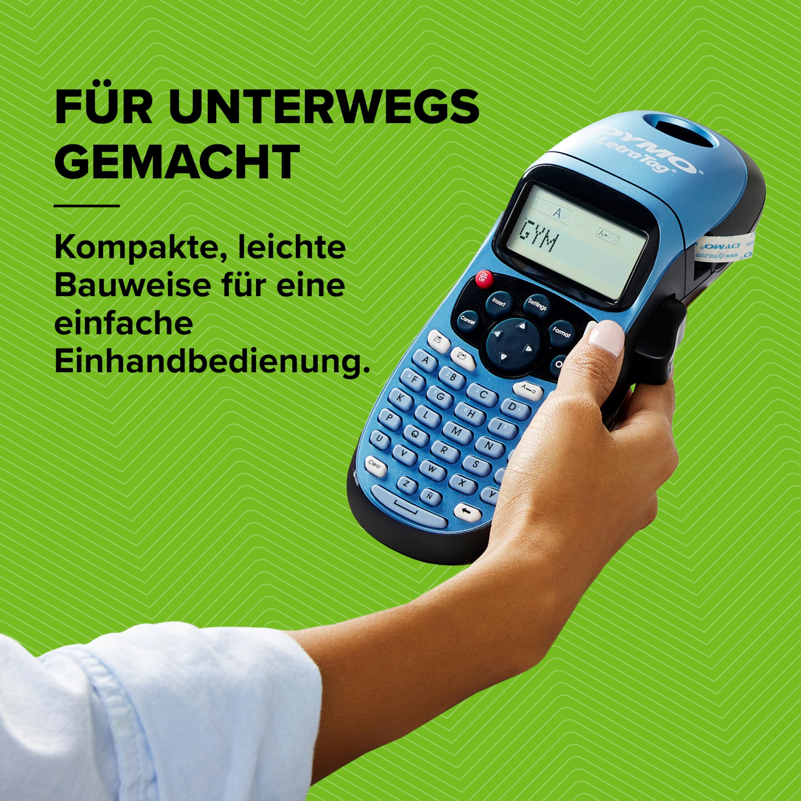 DYMO LetraTag LT-100H Beschriftungsgerät Handgerät, Tragbares Etikettiergerät mit ABC Tastatur, Blau