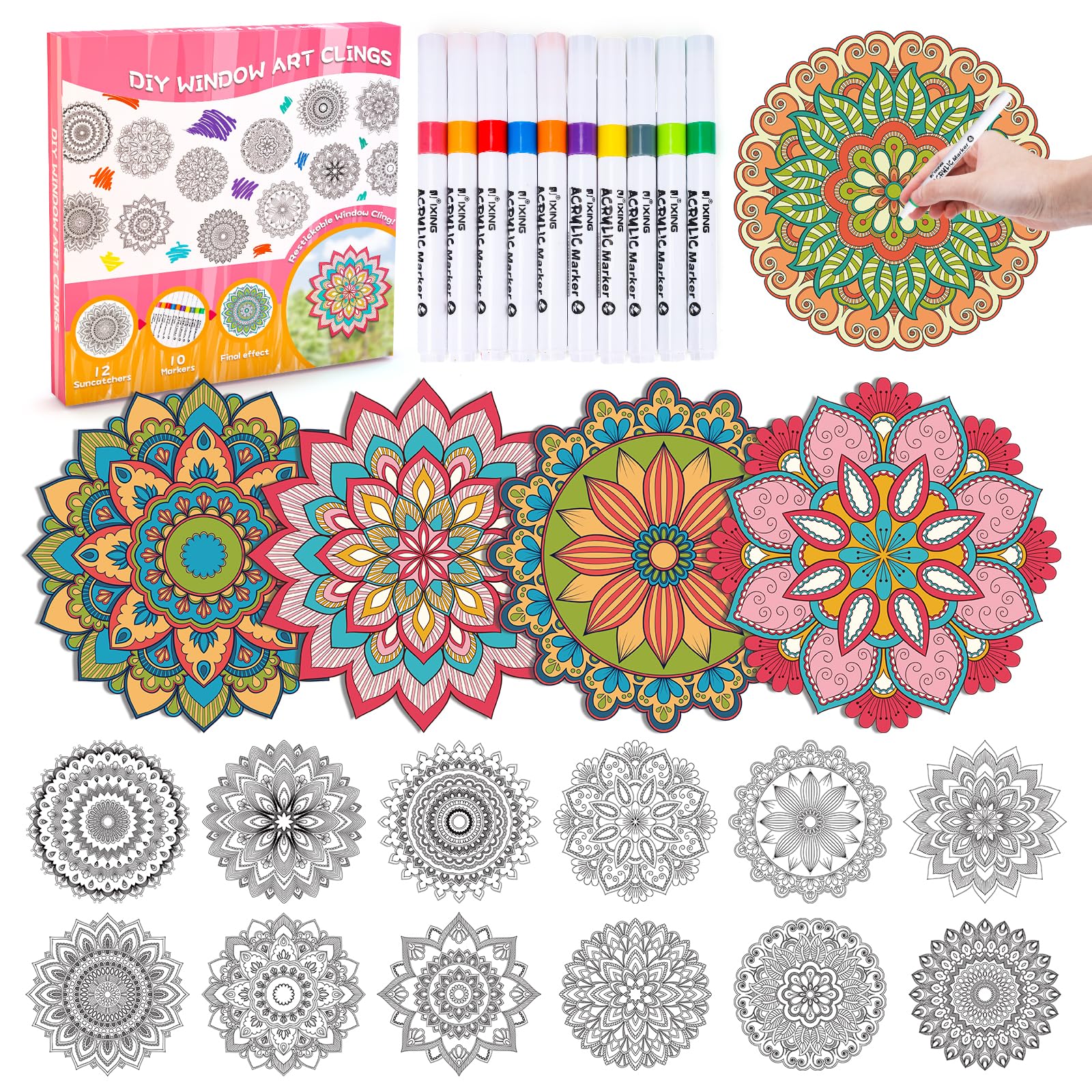 DIY Fensterkunst Bastelset Geschenk Mädchen 6 7 8 9 Jahre - Kreative Sonnenfänger Basteln Spielzeug ab 5-10 | Geburtstags Geschenke für Jungen & Mädchen 6-12 Jahre | Malspaß & Bastelspaß mit Wohndek