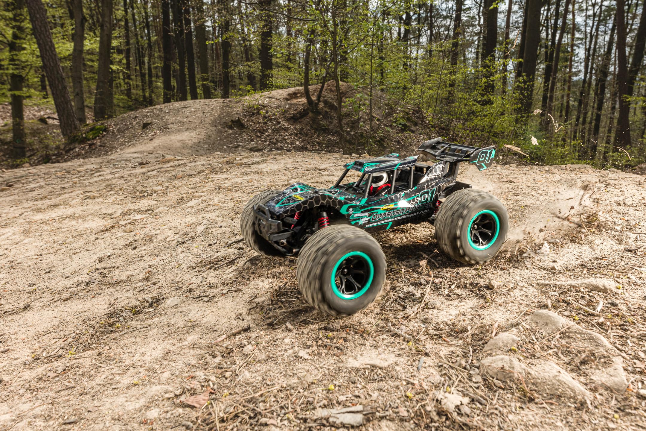 Carson 500404254 1:10 XS Offroad Fighter Cage 100% RTR Turquesa - Coche teledirigido, Buggy con radiocontrol, Incl. Pilas y Mando a Distancia, Buggy Todoterreno