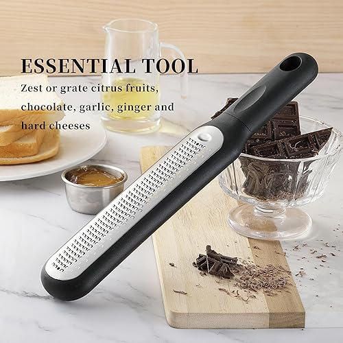 Miniatura 7 de Rallador de queso con asa, rallador de acero inoxidable para cocina, rallador para jengibre, ajo, queso, chocolate, nuez moscada, especias, cubierta