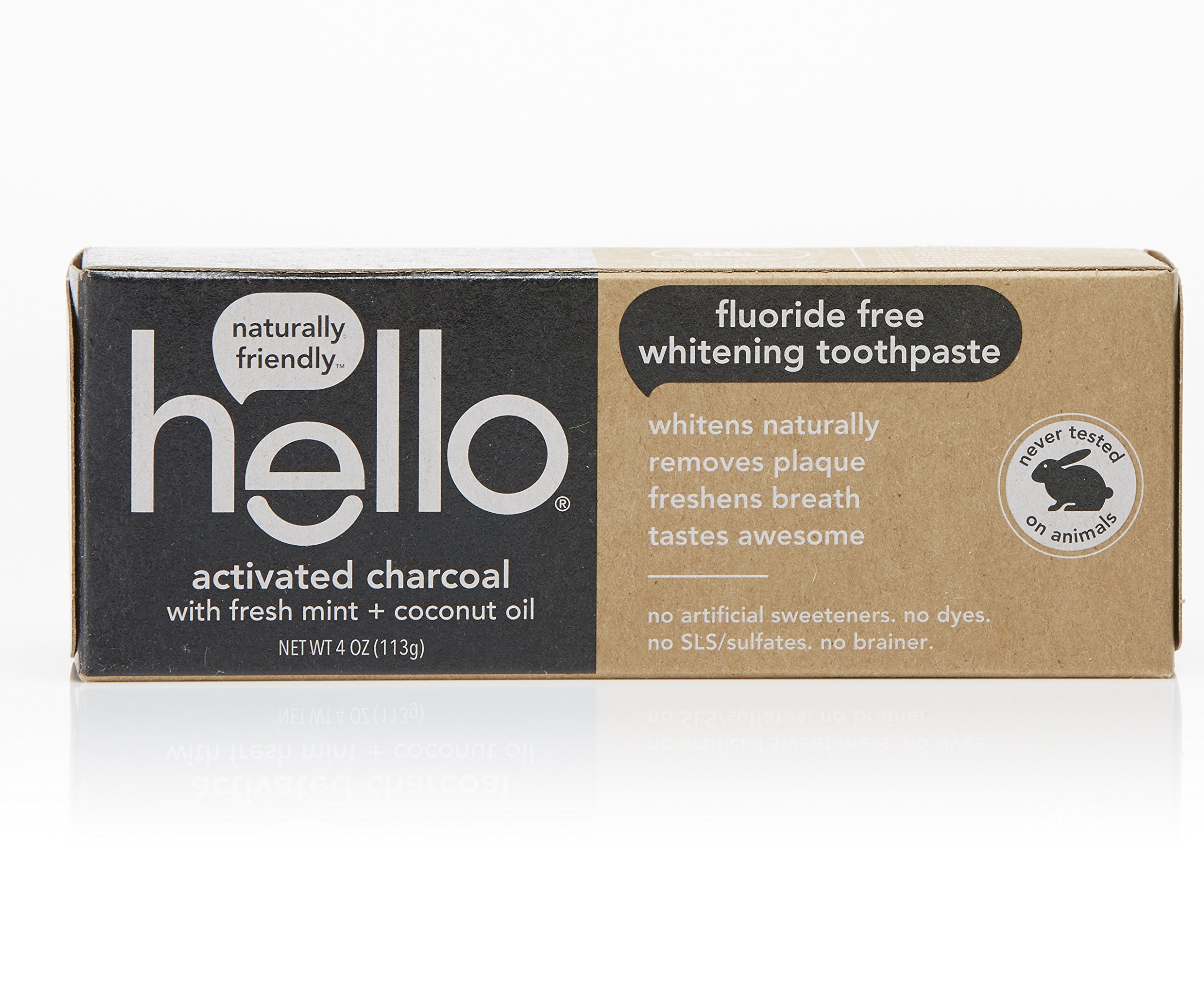Hello Oral Care Activated Charcoal Teeth Whitening Fluoride Free Toothpaste 4 Ounce