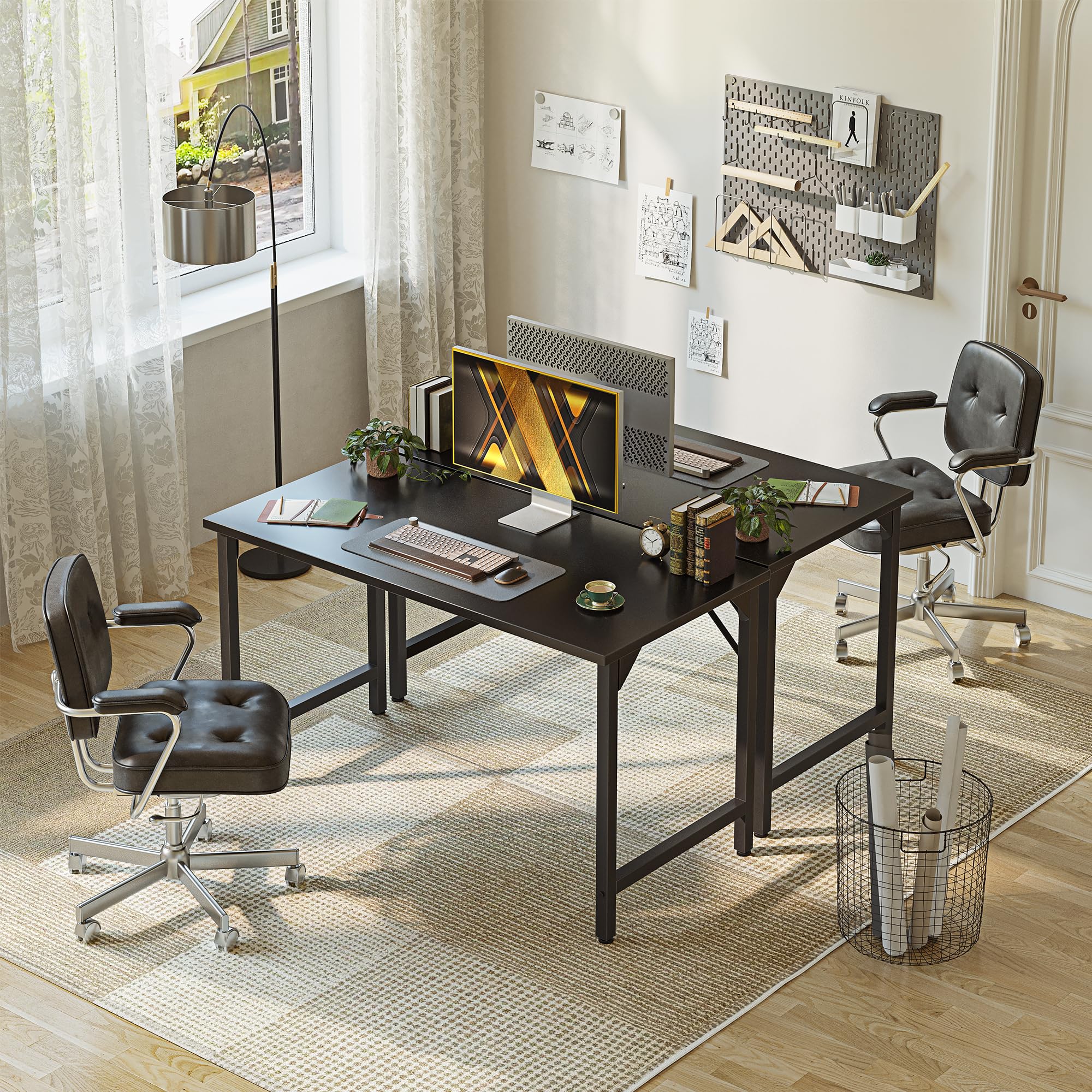 Grandder Bureau d'ordinateur de 100 cm, petit bureau de bureau à domicile pour les études, table d'écriture pour enfants, bureau simple pour PC et jeux, pieds ajustables, noir