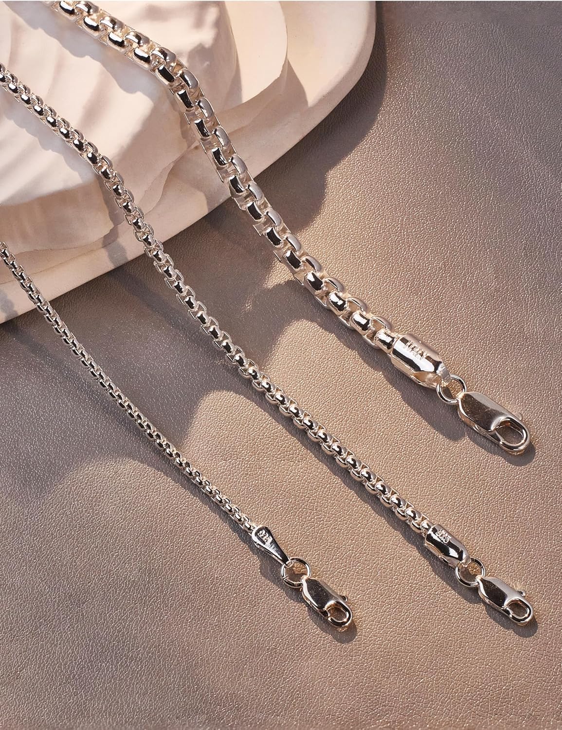 Silver Box Bracelets for Women Mens 925 Sterling Silver Clasp 2/3/5mm Chain Bracelet for Men 6.5-9 Inches - Image 6