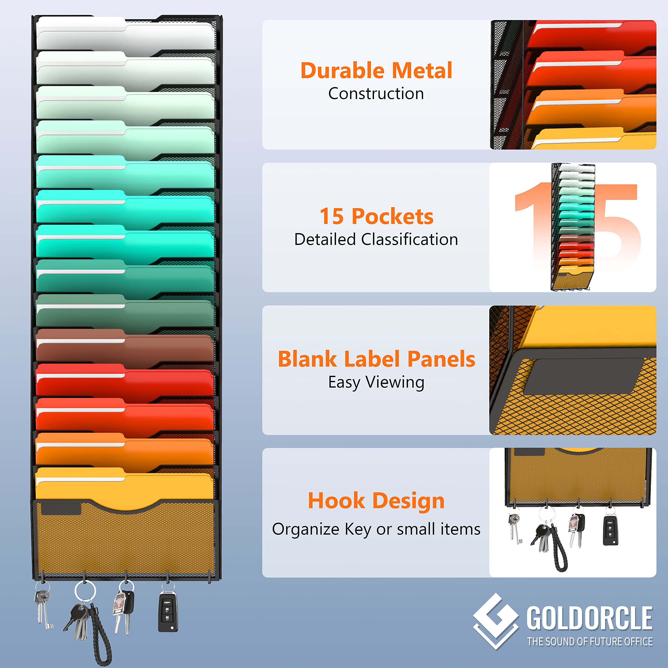 Snapklik.com : GoldOrcle 10-Tier Hanging Wall File Organizer Wall ...