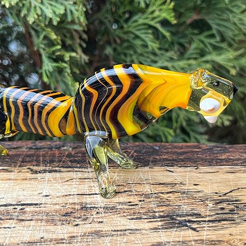 Miniatura 4 de Glass Tiger Figurine  Hand-Blown Murano-Style Miniature  Art Glass Statue for Desk or Shelf  Collectible Animal Ornament & Gift for Tiger Lovers