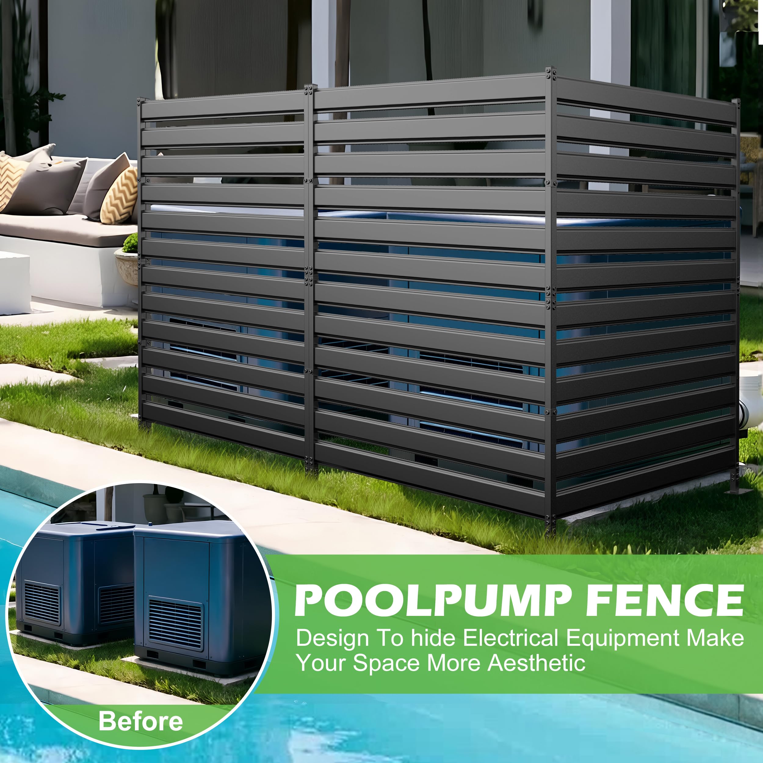 Air Conditioner Fence - No Dig Privacy Screen -8