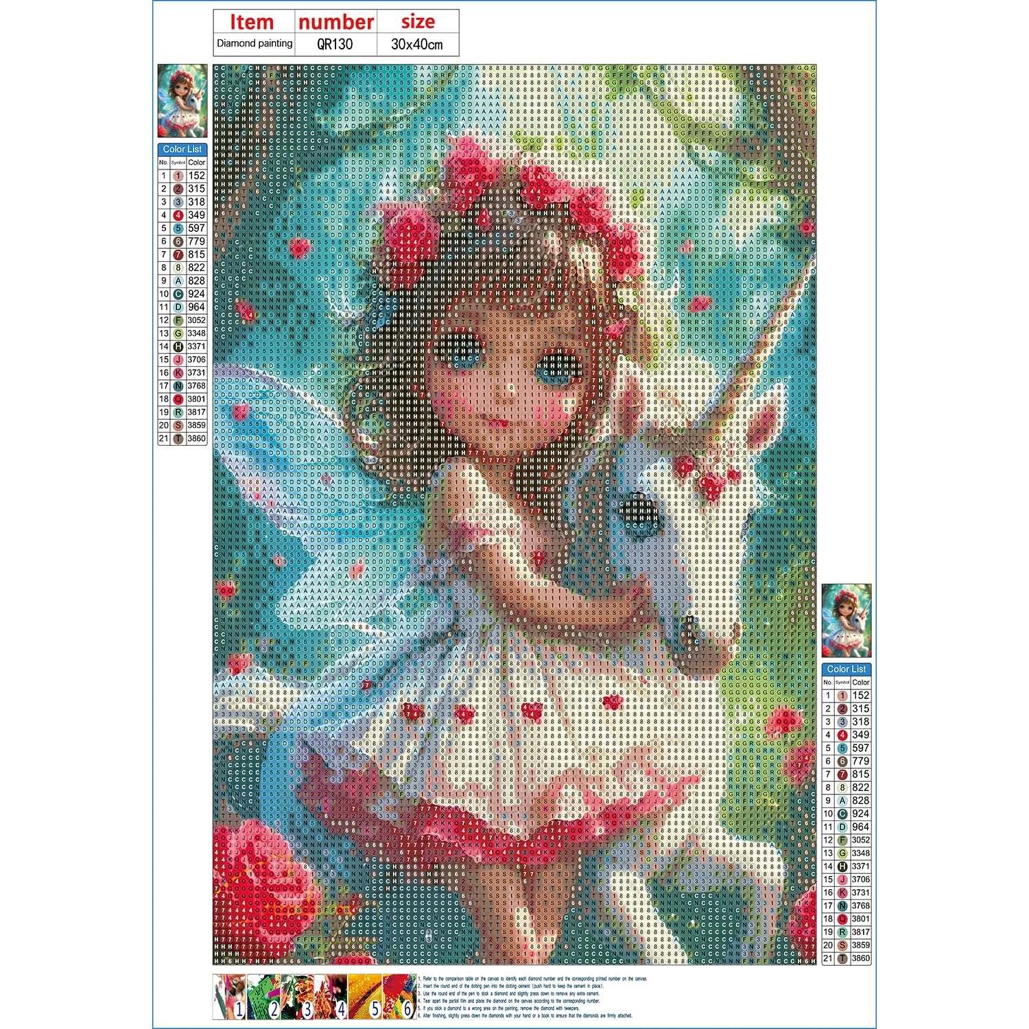 GDYEEH 5D Diamond Painting Kit, Fairy Girl Round Drill, 12x16 Inch Full Drill - View #5